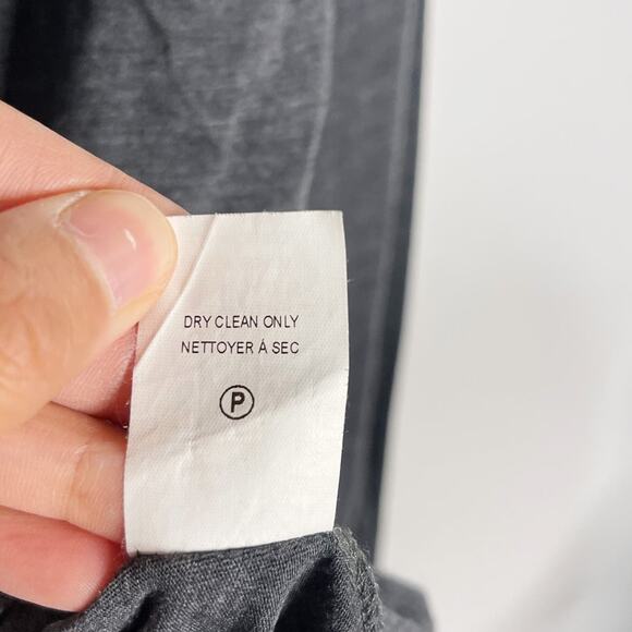 Theory Womens M Gray Black Lace Applique VNeck Long Sleeve Top Pima Cotton Modal - Picture 9 of 9